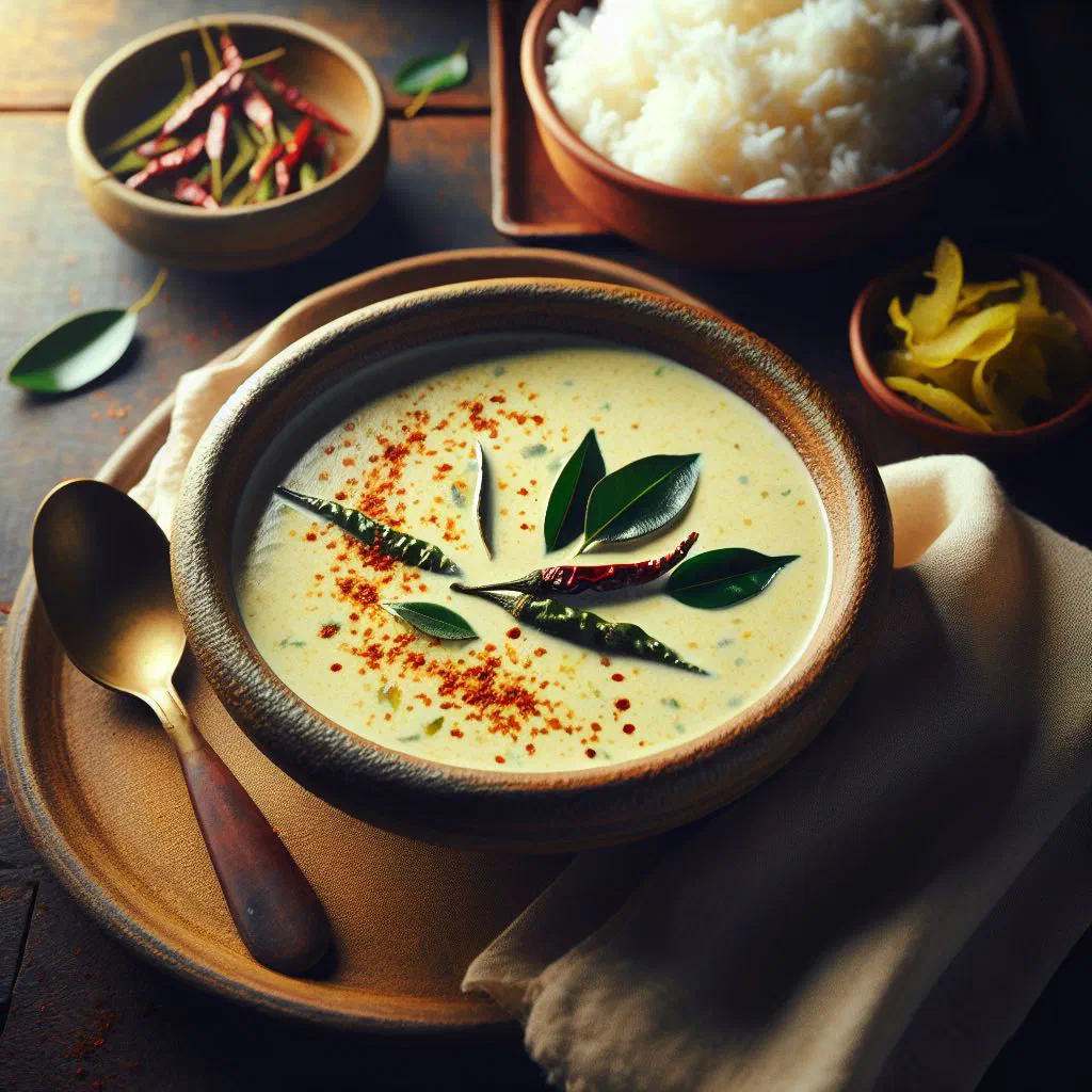 Creamy Kiri Hodi coconut milk curry garnished with fresh coriander