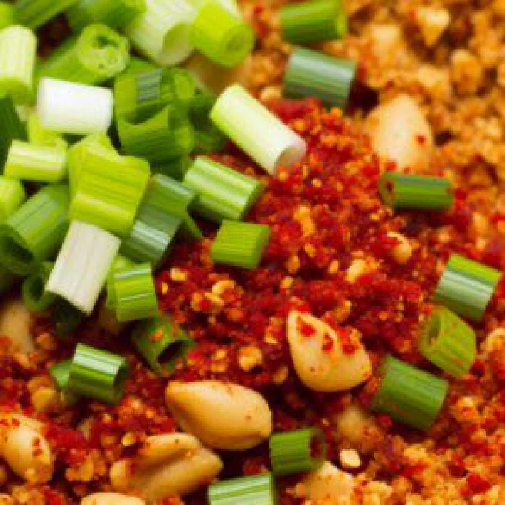 Sri Lankan peanut sambol garnished with fresh coriander