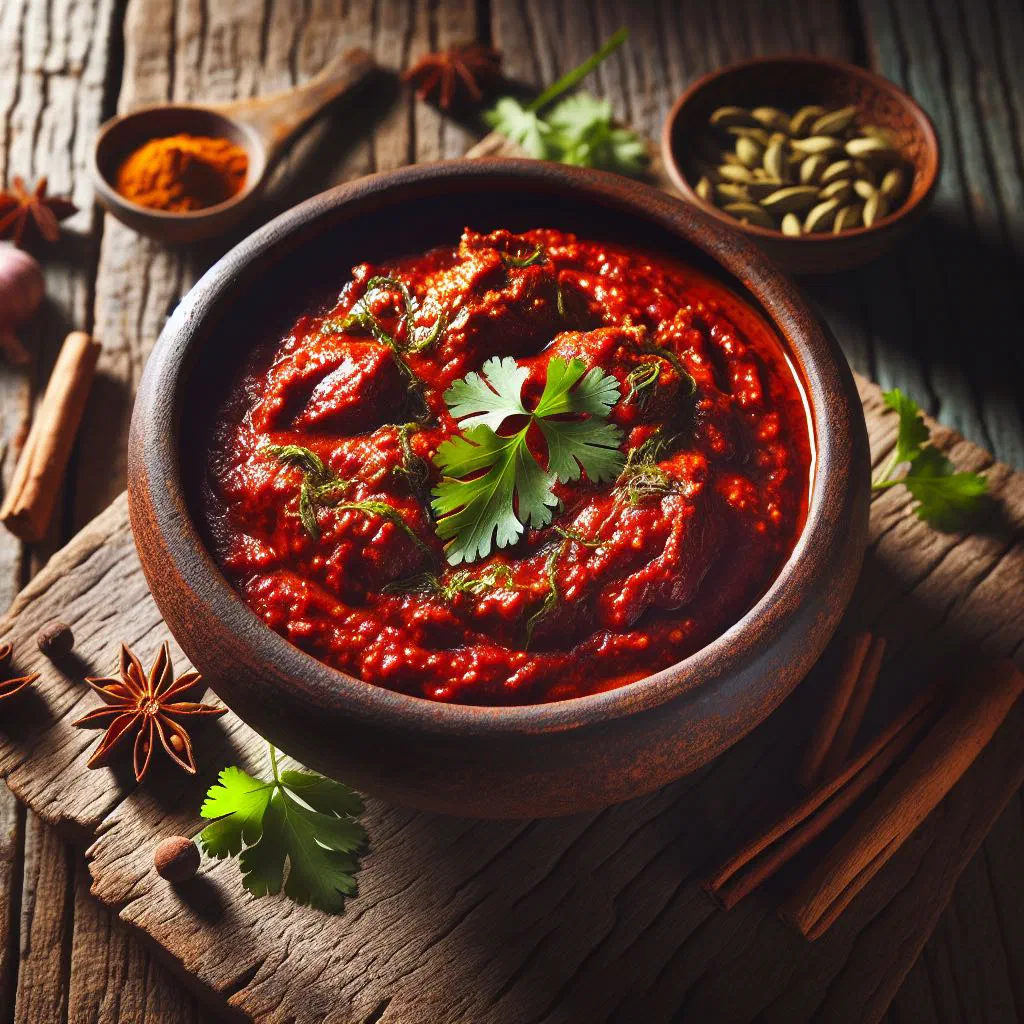 Sri Lankan thalapath fish curry in a creamy coconut sauce, garnished with fresh coriander