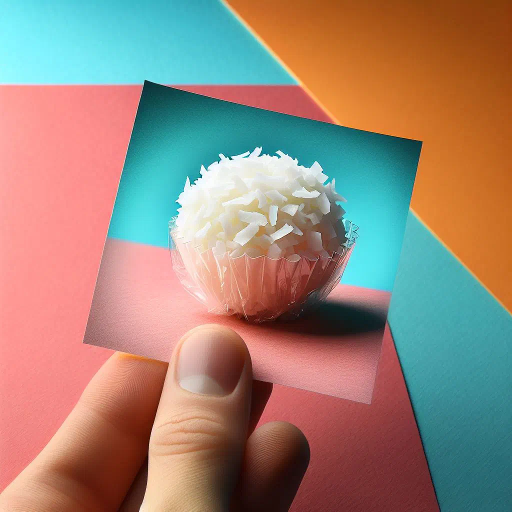 Squares of Caribbean coconut candy on a plate with fresh coconut