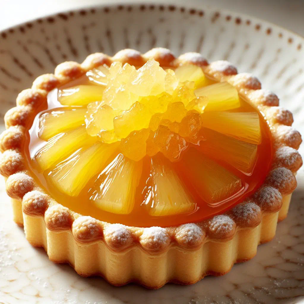 Golden pineapple tart with a buttery crust and juicy pineapple filling