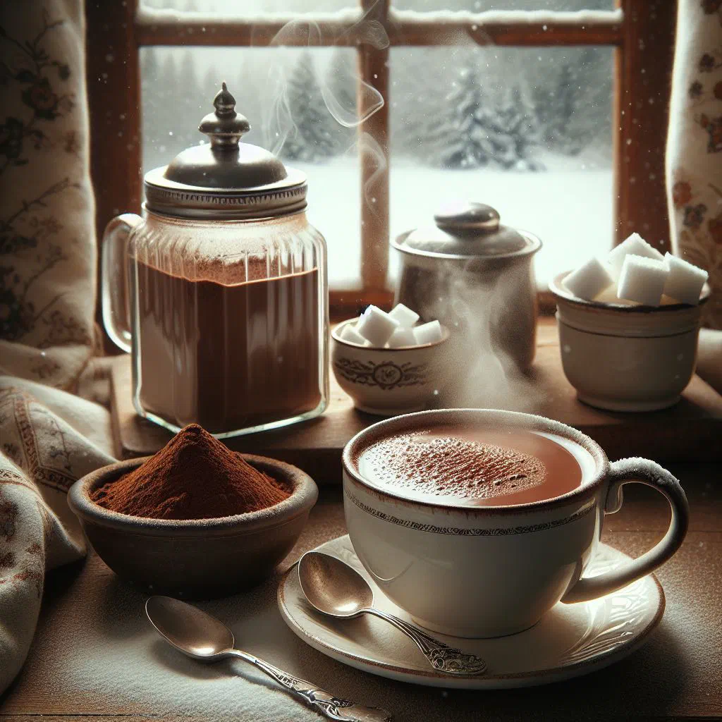 A steaming mug of Saint Lucian cocoa tea dusted with cinnamon