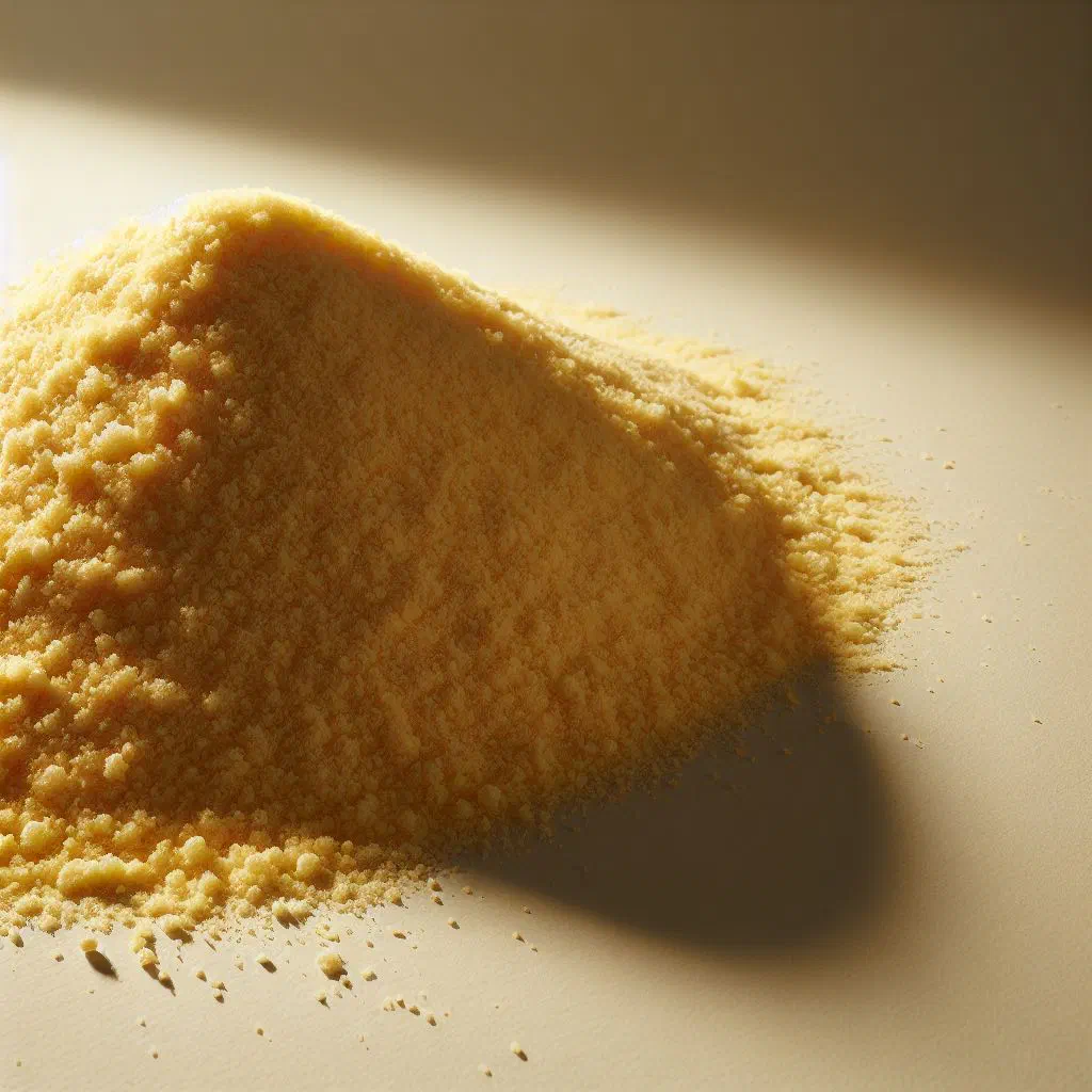 Golden slices of turn cornmeal on a plate with fresh herbs