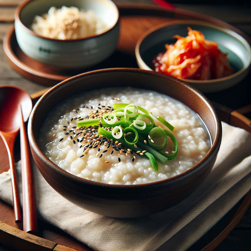 Bowl of creamy Sudanese dukhun porridge topped with fresh fruit and nuts