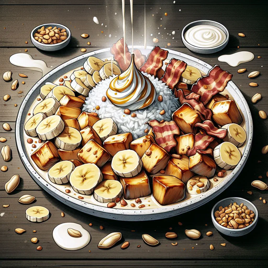 Flygande Jacob chicken casserole with banana cream, bacon and peanuts