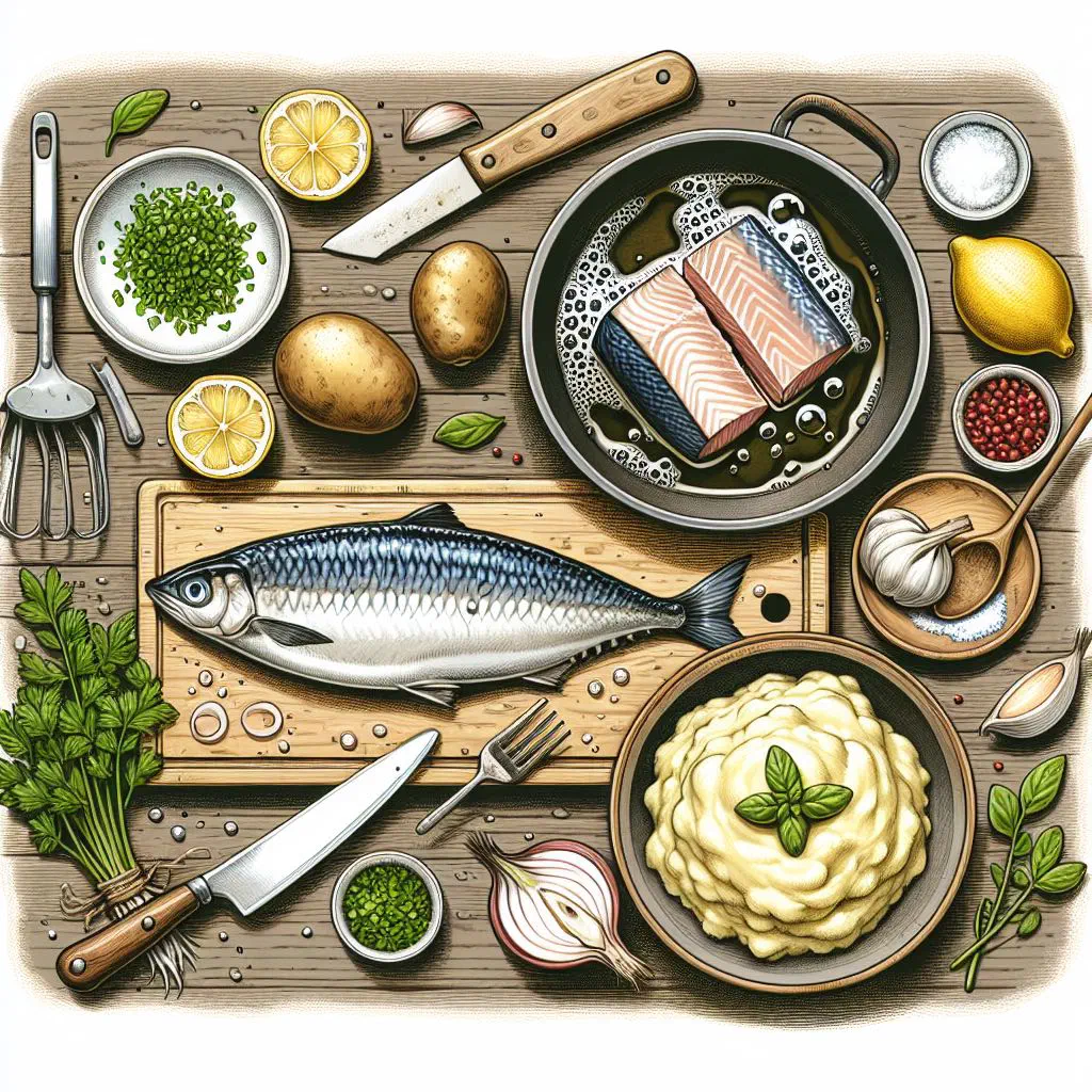 Crisp fried Baltic herring fillets with boiled potatoes and lingonberry jam