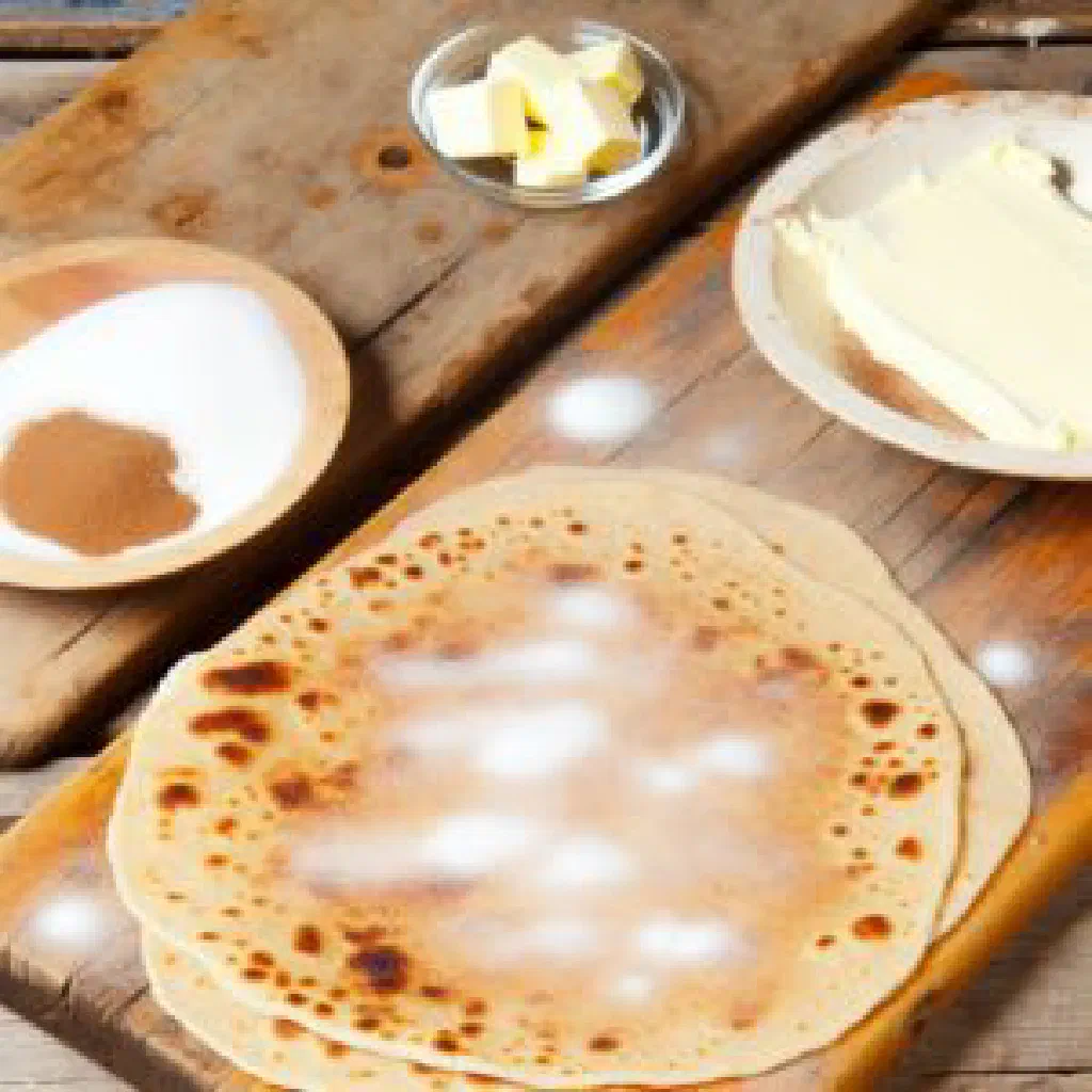 Golden pan-fried Lufsa flatbreads on a rustic wooden board