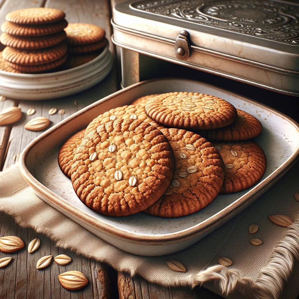 Golden, crisp Swedish oat biscuits stacked on a plate