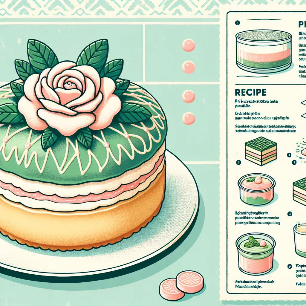 Green marzipan-covered Swedish princess cake with a dusting of icing sugar