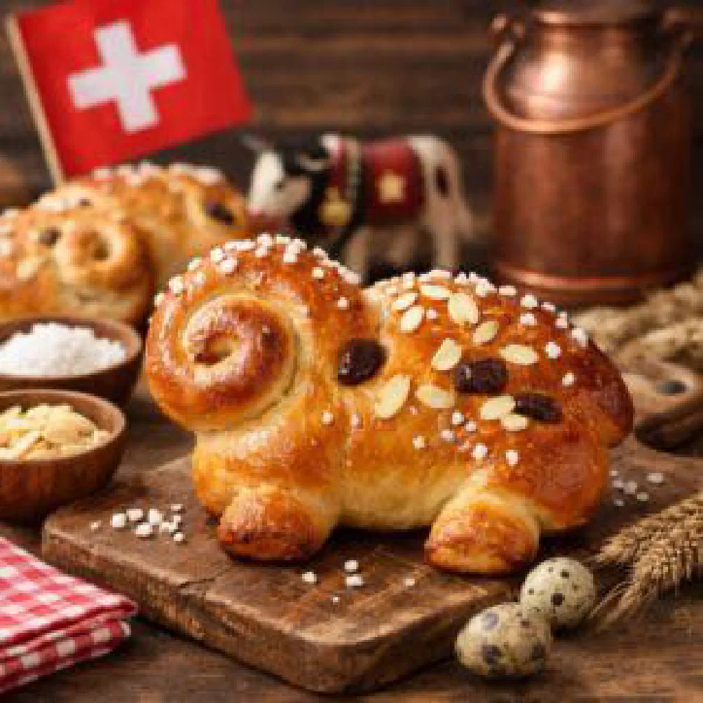 Round honey cake Einsiedler Schafböck stamped with a lamb motif