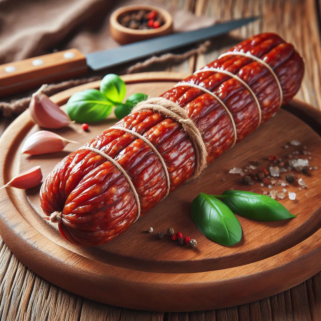 Sliced Saucisson Vaudois served with potatoes, carrots and fresh bread