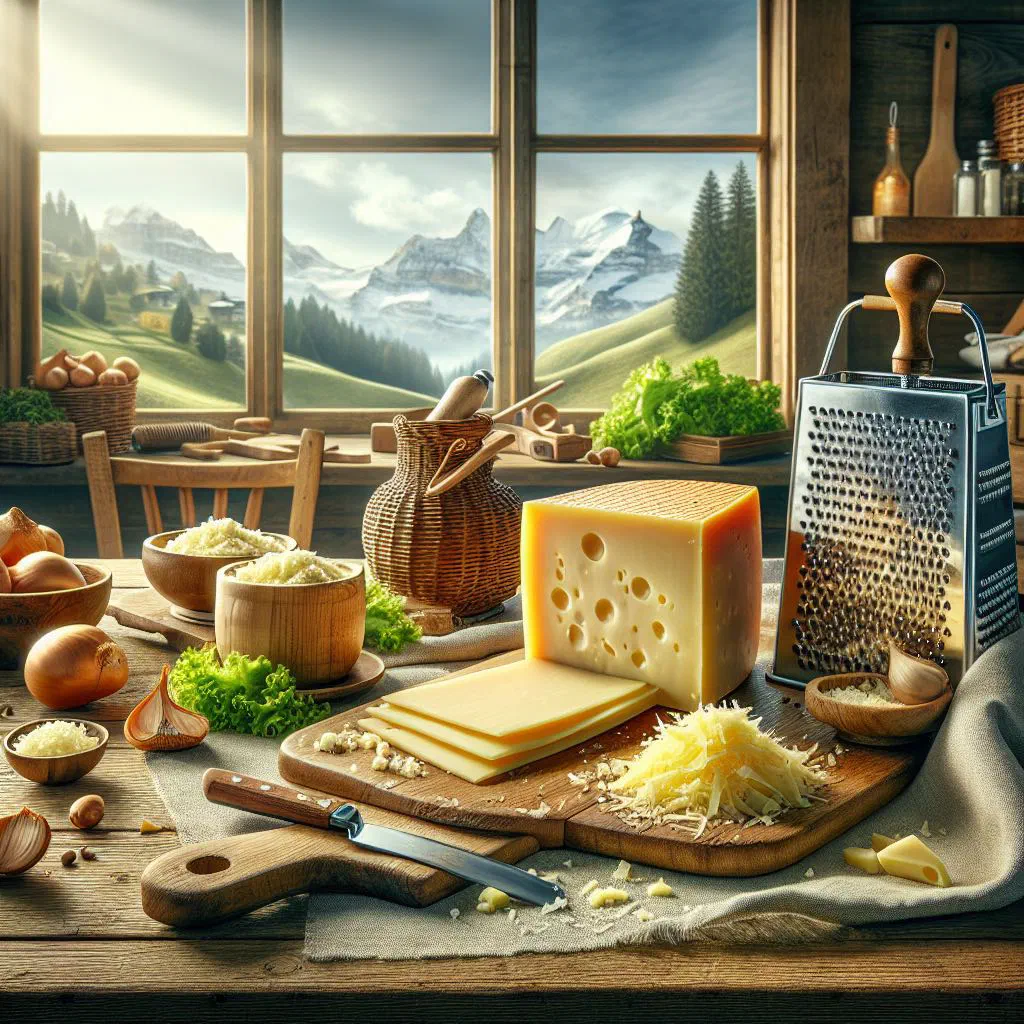 Aged Sbrinz cheese shavings served with pasta and fresh herbs