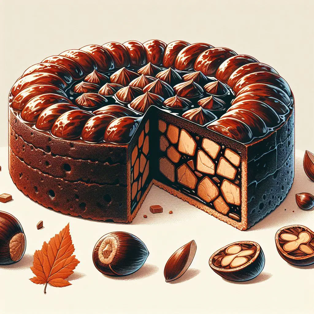 Slice of Ticino chestnut cake dusted with icing sugar