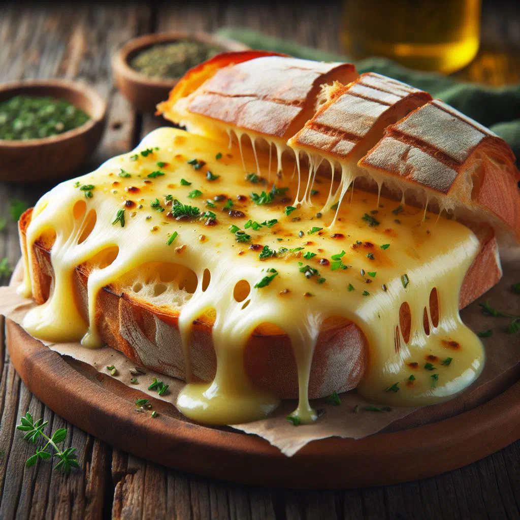 Golden Toggenburg cheese toasts topped with melted cheese and fresh herbs