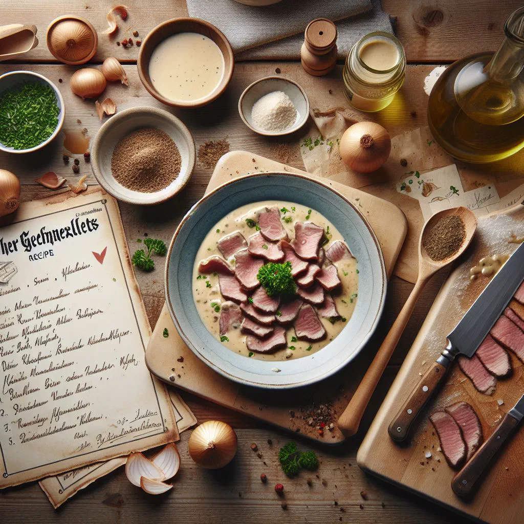 Zürich-style veal in a creamy white wine sauce served with golden rösti