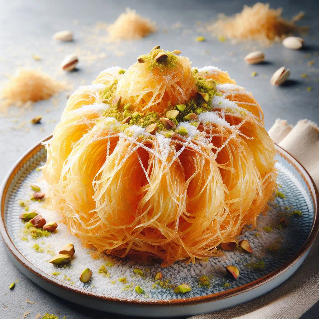Pieces of halawet el shaar dessert decorated with pistachios