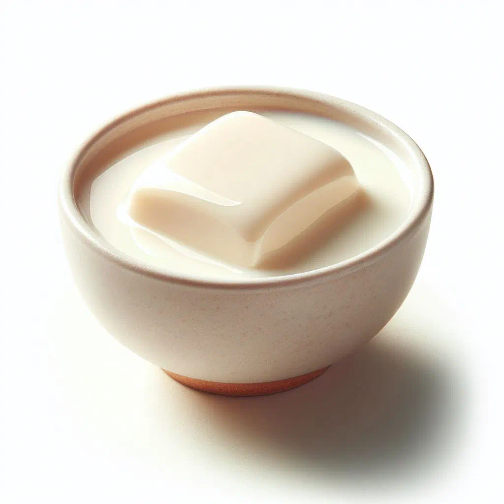 Silky Taiwanese douhua tofu pudding in a bowl with sweet syrup and toppings