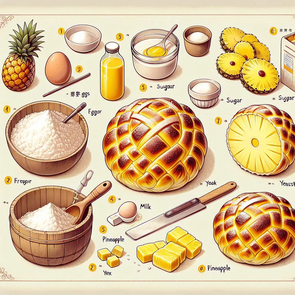 Golden pineapple buns with a crackled, crispy sugar topping