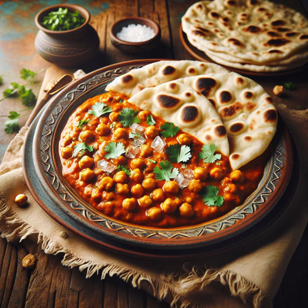 Bowl of creamy chakka yoghurt with herbs beside warm naan bread