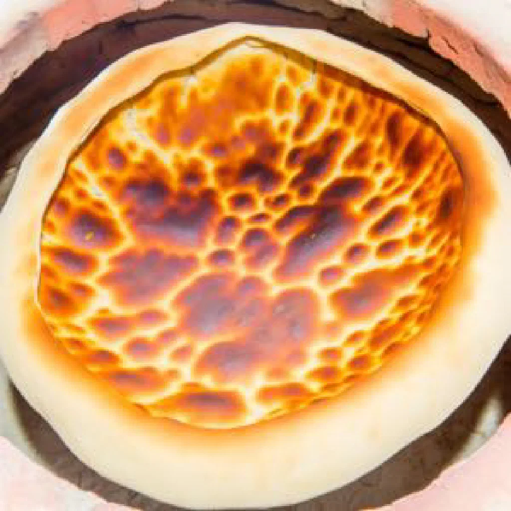 Round golden tandoor flatbread fresh from the oven