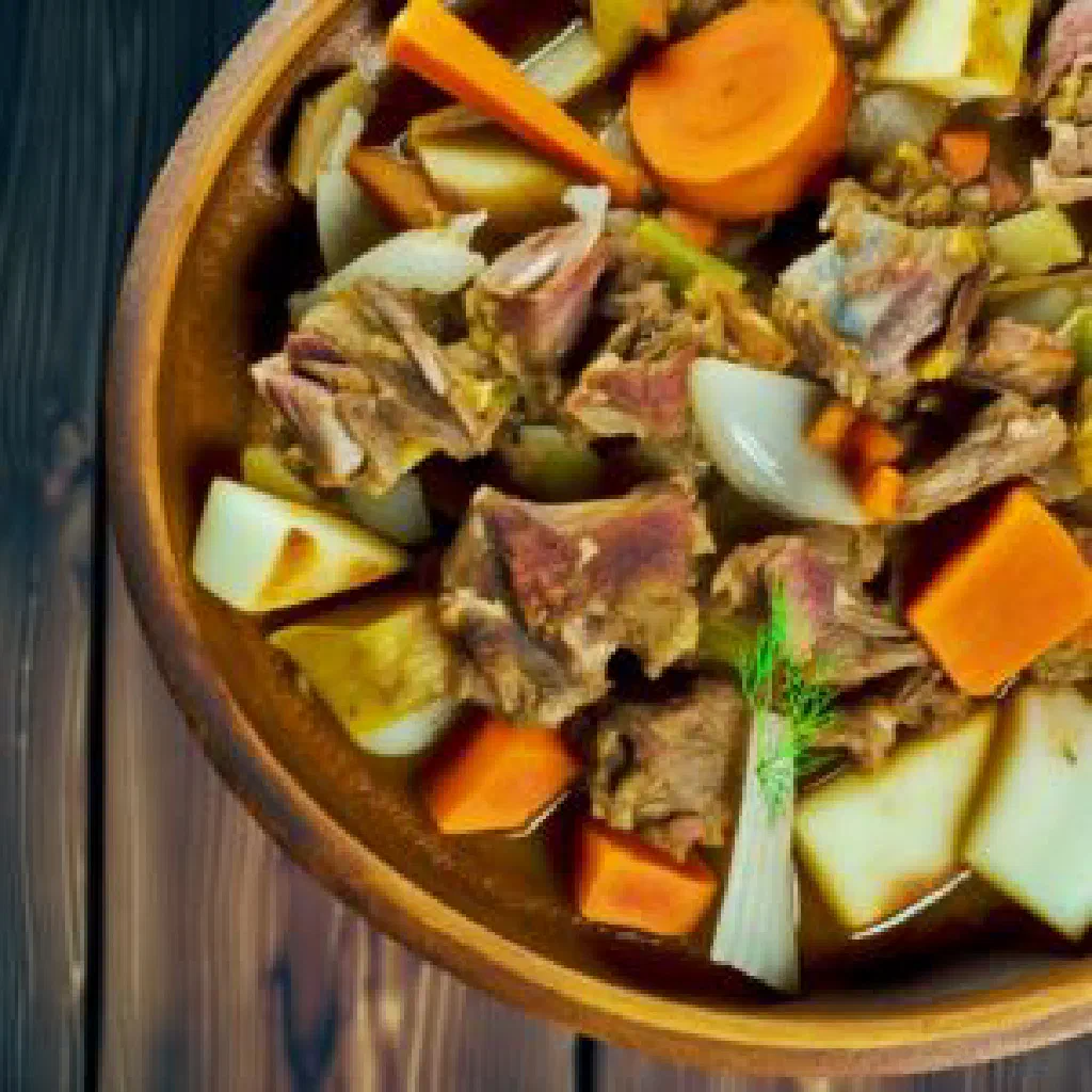 Tolqon rice with tender lamb, carrots and fresh herbs on a wide platter