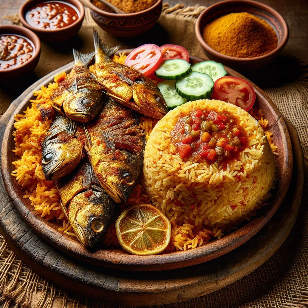 Tanzanian fish biryani with spiced basmati rice and fresh herbs