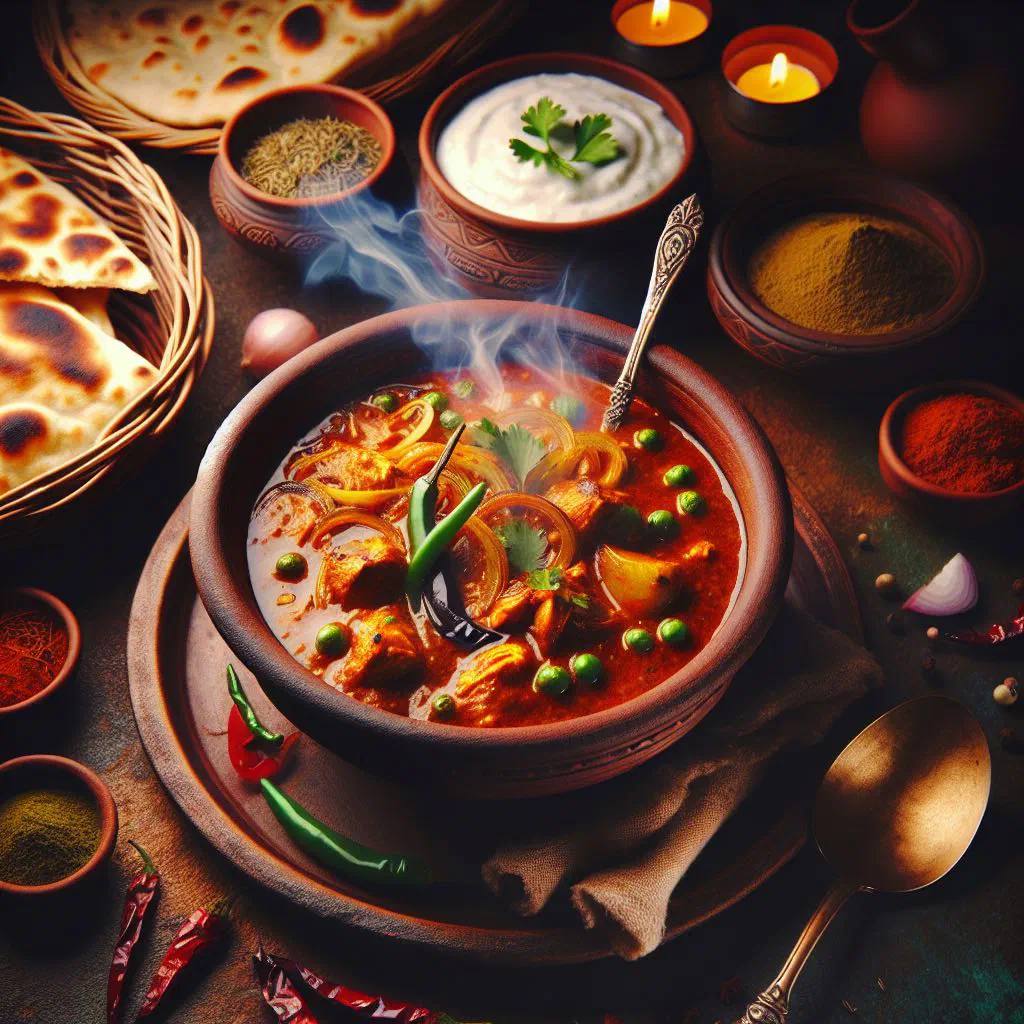 Creamy Thai chicken curry with red pepper and fresh coriander