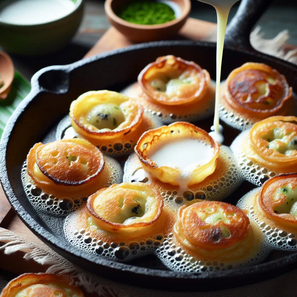 Small pandan and coconut Thai dessert cakes on a plate