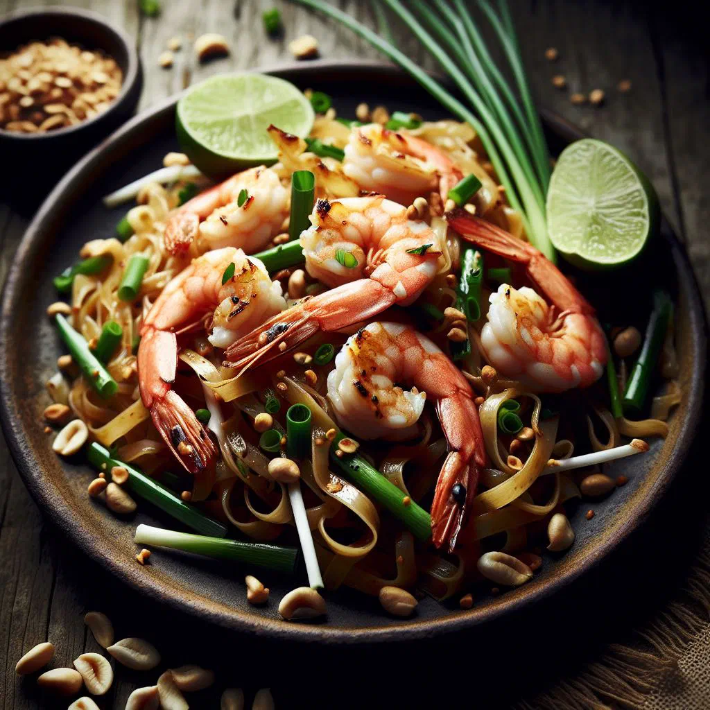 Pad Thai Woon Sen glass noodles with prawns, bean sprouts and peanuts