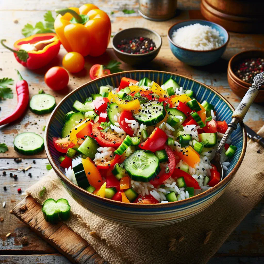 Yam naem khao tod crispy rice salad with herbs, peanuts and lime