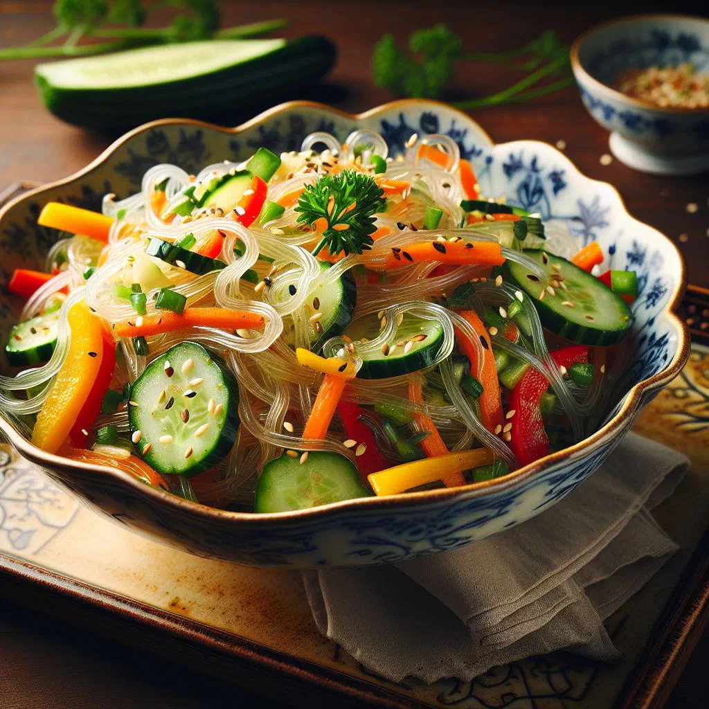 Thai glass noodle salad with seafood, fresh herbs and lime