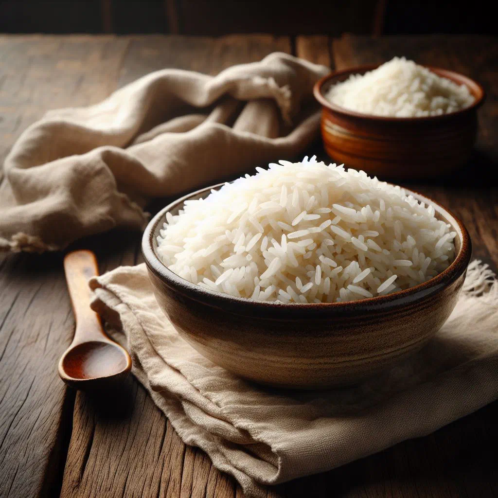 Golden turmeric rice garnished with fresh herbs in a bowl