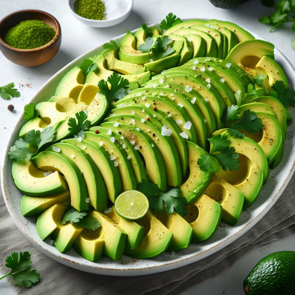 Fresh avocado salad with diced tomato, onion and coriander in a bowl