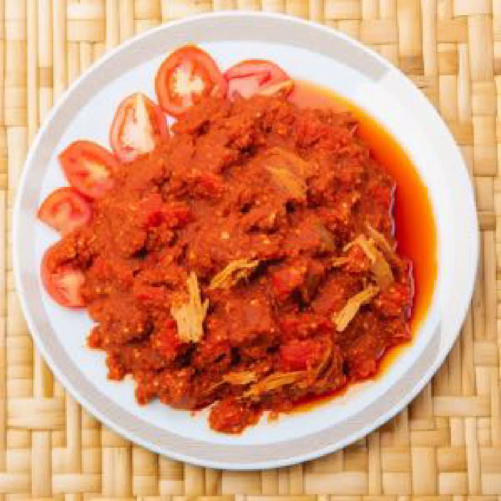 Togolese djenmblan fish and vegetable stew in a bowl