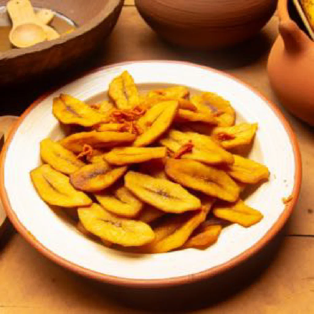 Golden pan-fried Klaklo plantain patties on a plate