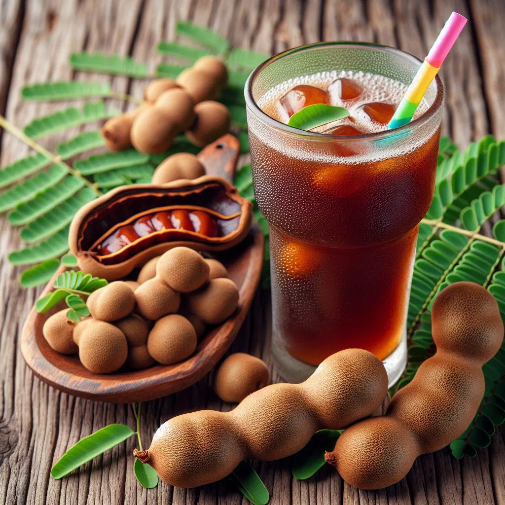 A cool glass of tamarind juice garnished with fresh mint
