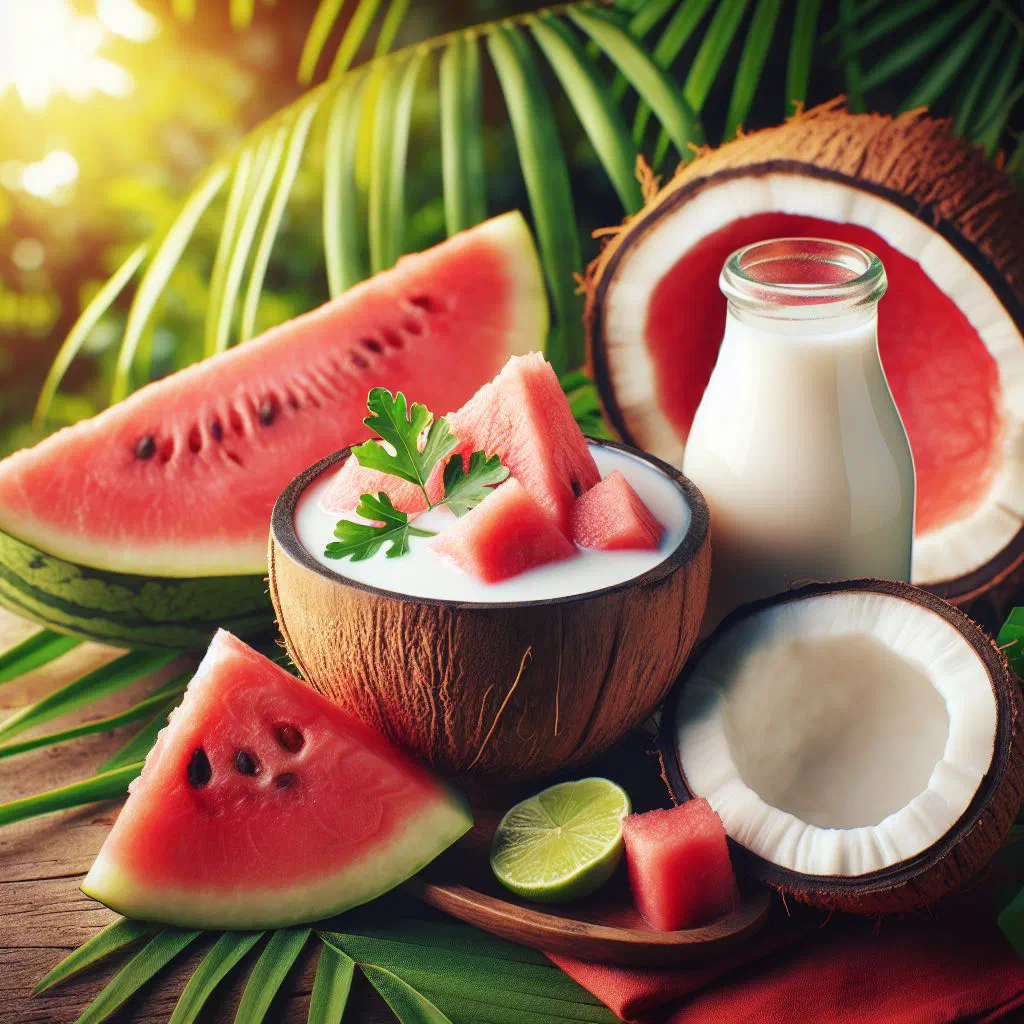 A bowl of Tongan otai with watermelon, pineapple and grated coconut