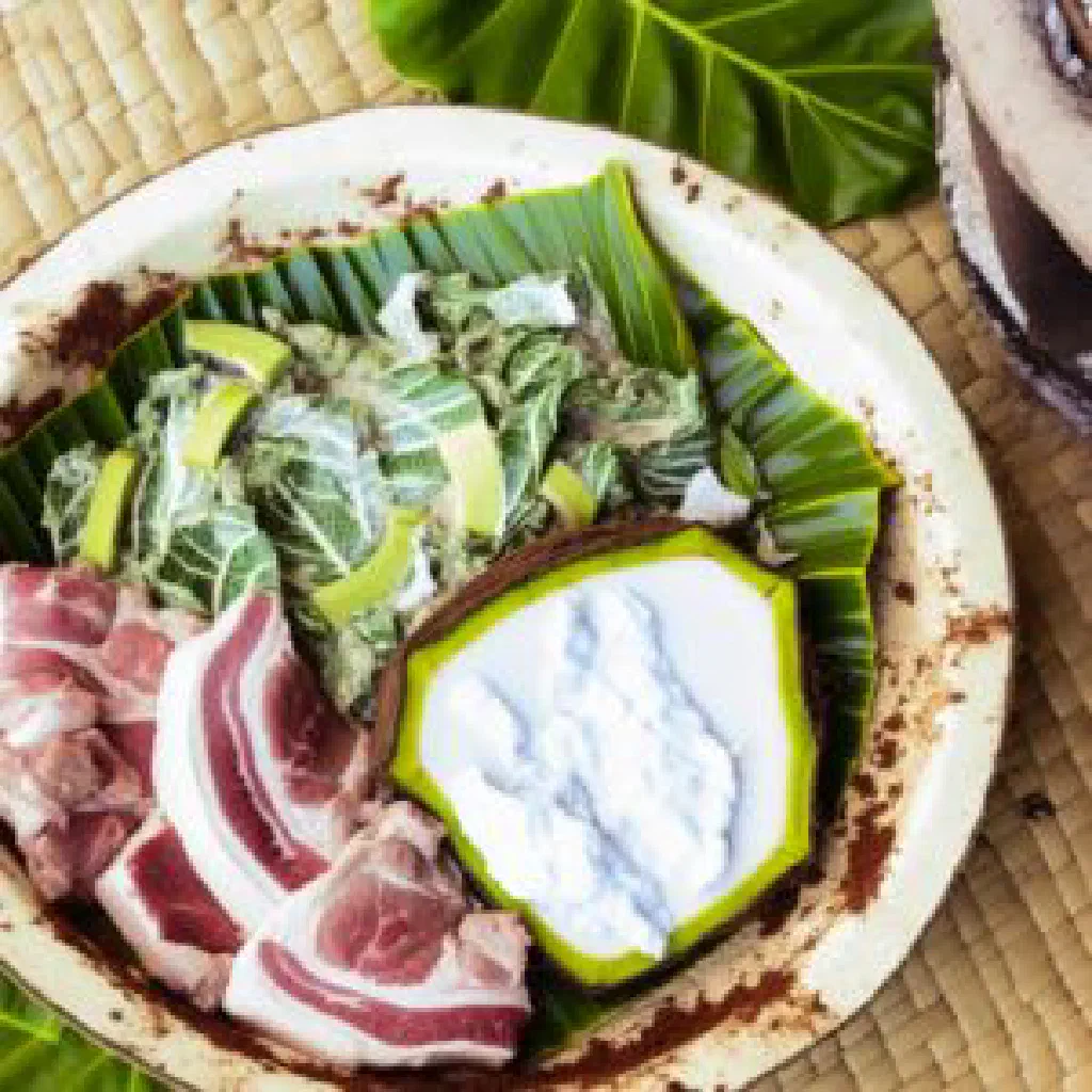 Slow-cooked Tongan pork garnished with fresh herbs