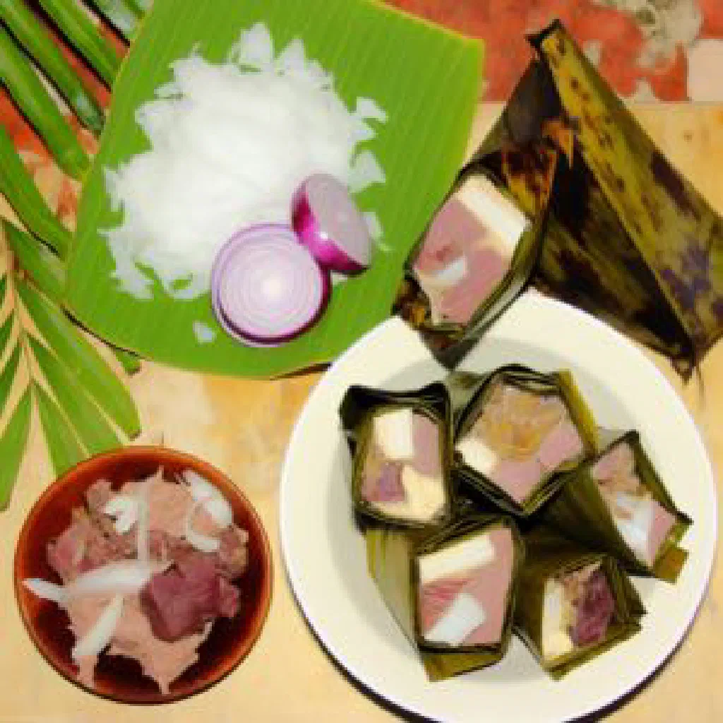 Tongan lu of taro leaves and meat baked in coconut milk