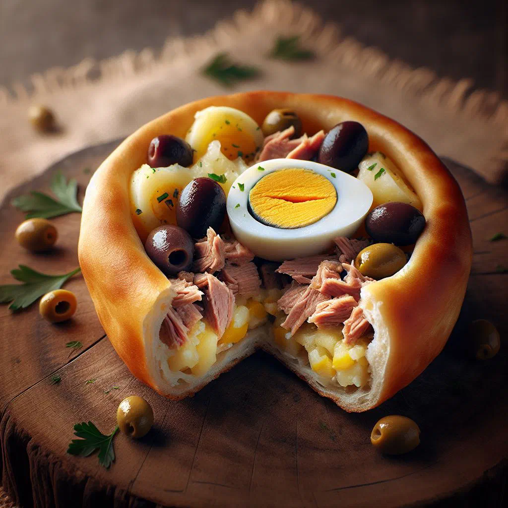 Golden fried Tunisian fricassé rolls filled with spiced meat and vegetables