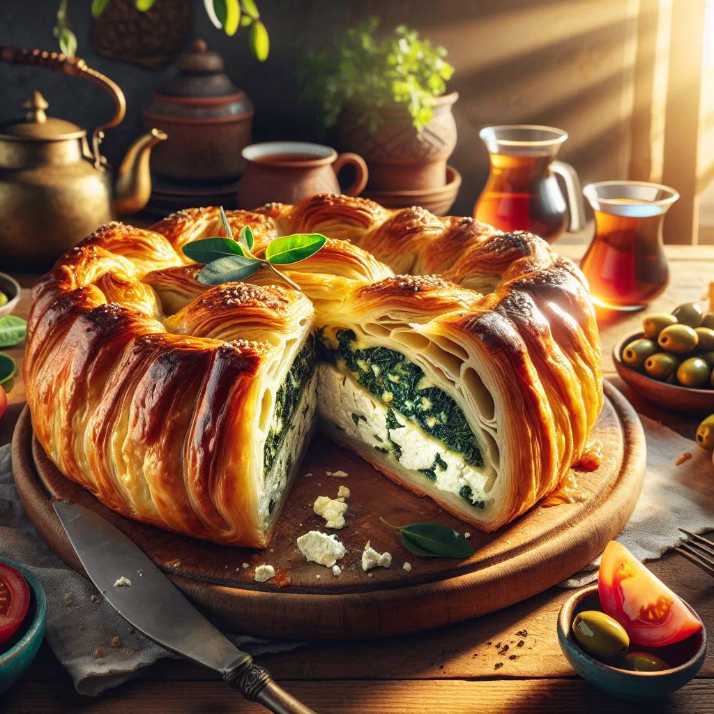 Golden, crispy cornmeal börek with a feta and parsley filling