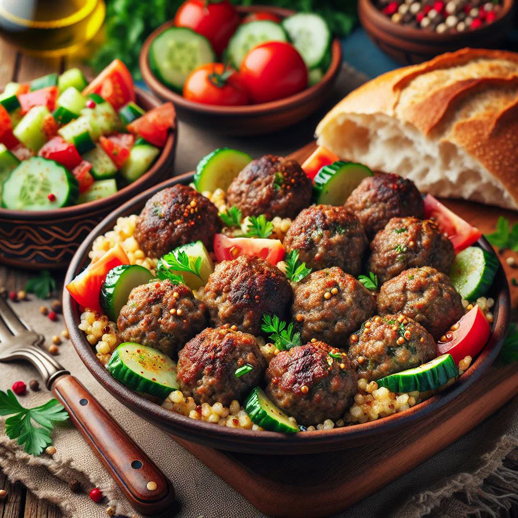 Small spiced bulgur dumplings garnished with fresh parsley
