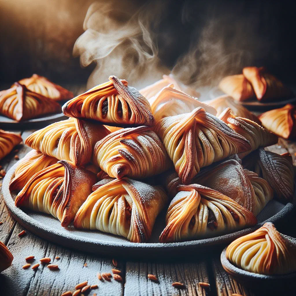 Baked Fırın Mantı dumplings topped with yoghurt sauce and fresh herbs