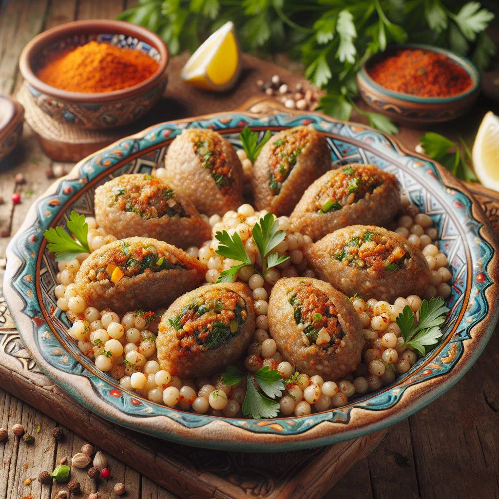 Golden fried İçli Köfte stuffed bulgur dumplings on a plate