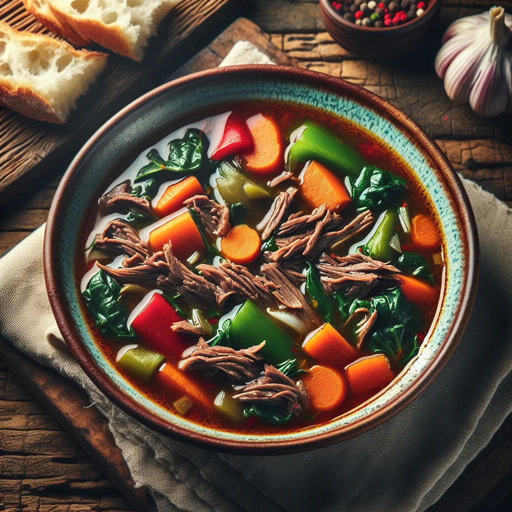 A bowl of Turkish Sakala Çarpan Çorbası garnished with fresh parsley