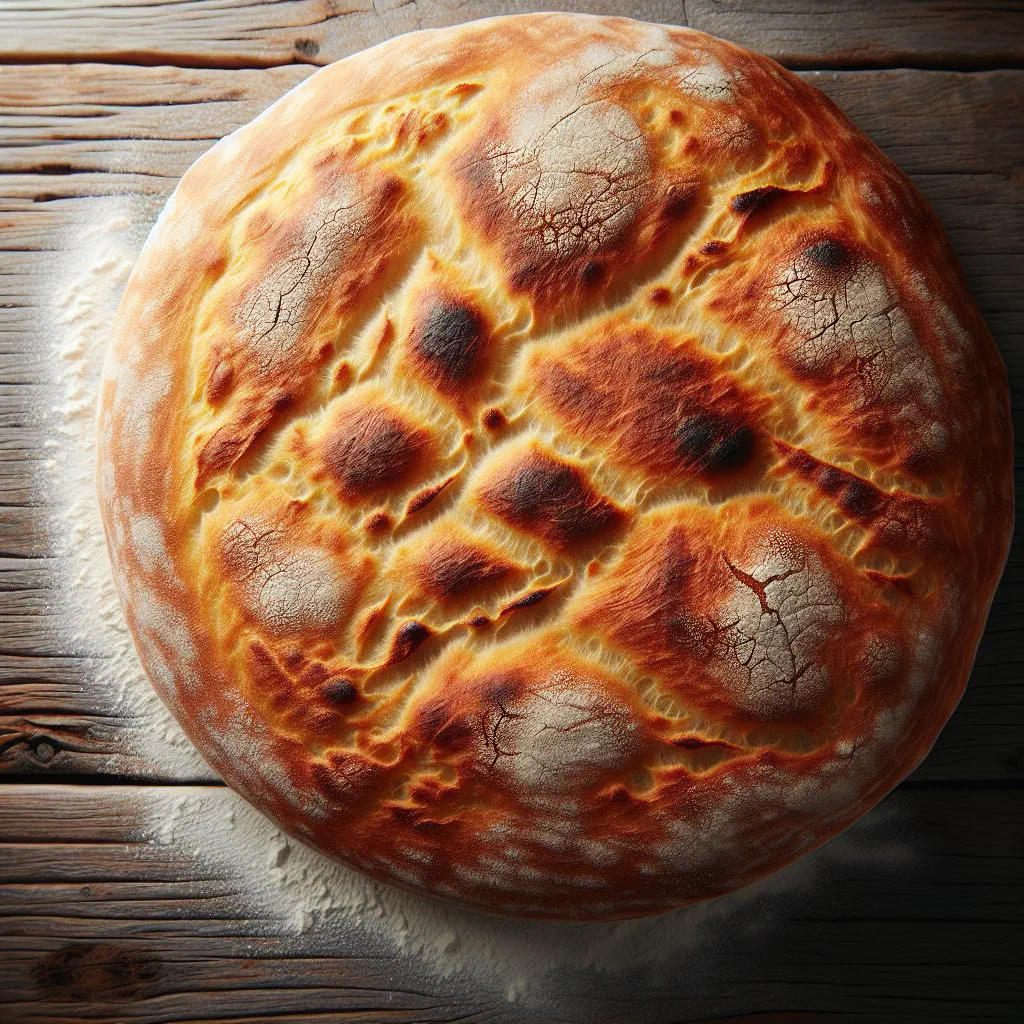 Thin round Turkish yufka flatbread stacked on a wooden board