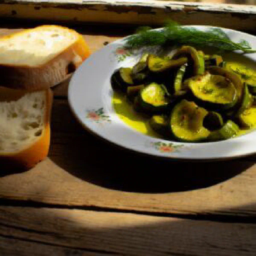 Olive oil braised stuffed courgettes garnished with fresh parsley