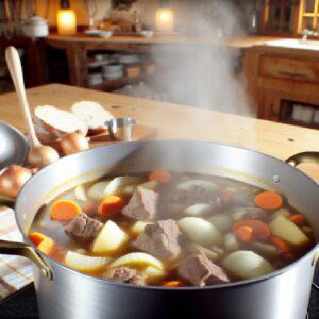Gurgul stew of tender meat with carrots, peppers and potatoes