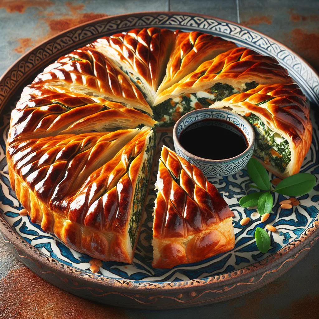 Golden baked Hamyrly Börek pastry parcels filled with spiced minced meat