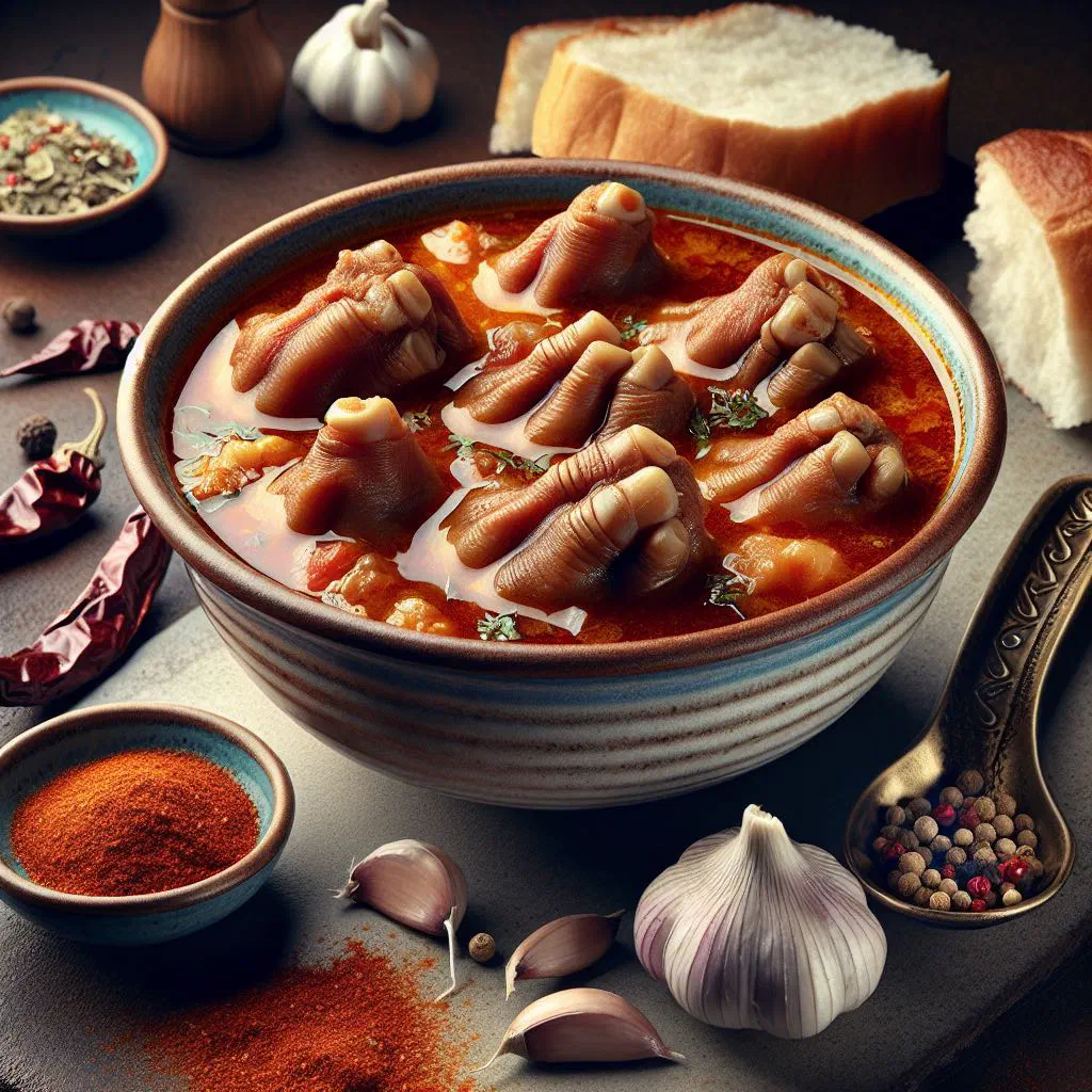 A steaming bowl of Kelle Paça with tender lamb in a rich broth